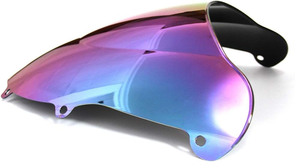 Motorcycle Windshield Motorcycle Double Bubble WindshieldWindscreen – Light Iridium Magic Color Compatible with Suzuki GSXR 600750 1996 1997 1998
