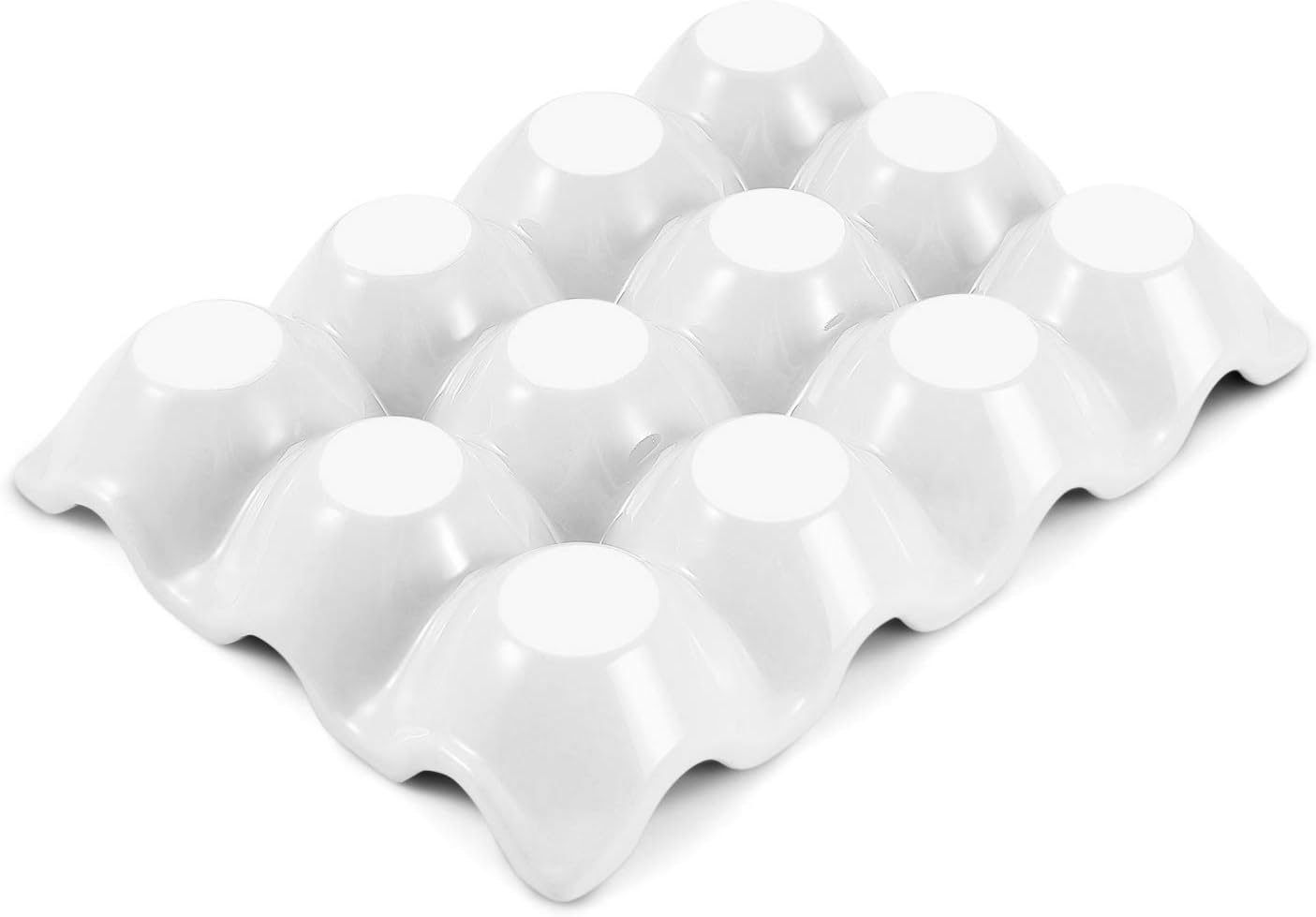 Flexzion Bandeja de cerámica para huevos de 12 tazas, docena entera de porcelana para huevos, organizador de almacenamiento, soporte decorativo para