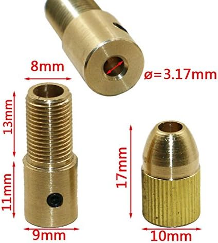 Mesee Juego de 3 portabrocas de latón de 0.020-0.118 in Juego de brocas eléctricas pequeñas, adaptador de portabrocas giratorias para herramientas