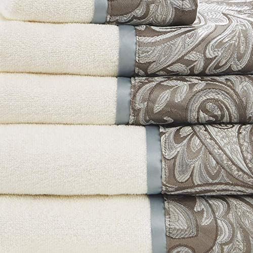 Madison Park – MP73-5310 Aubrey – Juego de 6 piezas de jacquard para baño, 2 toallas de mano de baño, 2 paños de baño, diseño texturizado de lujo,