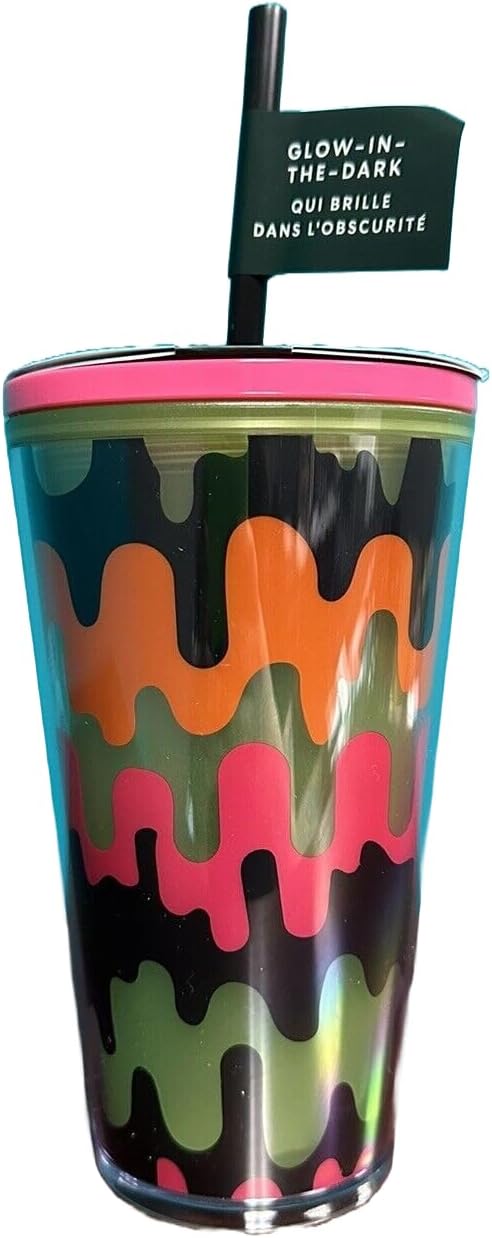 Starbucks Vaso de ondas goteantes de edición limitada de Halloween 2023 decora con calcomanías espeluznantes, brilla en la oscuridad, grande, 16