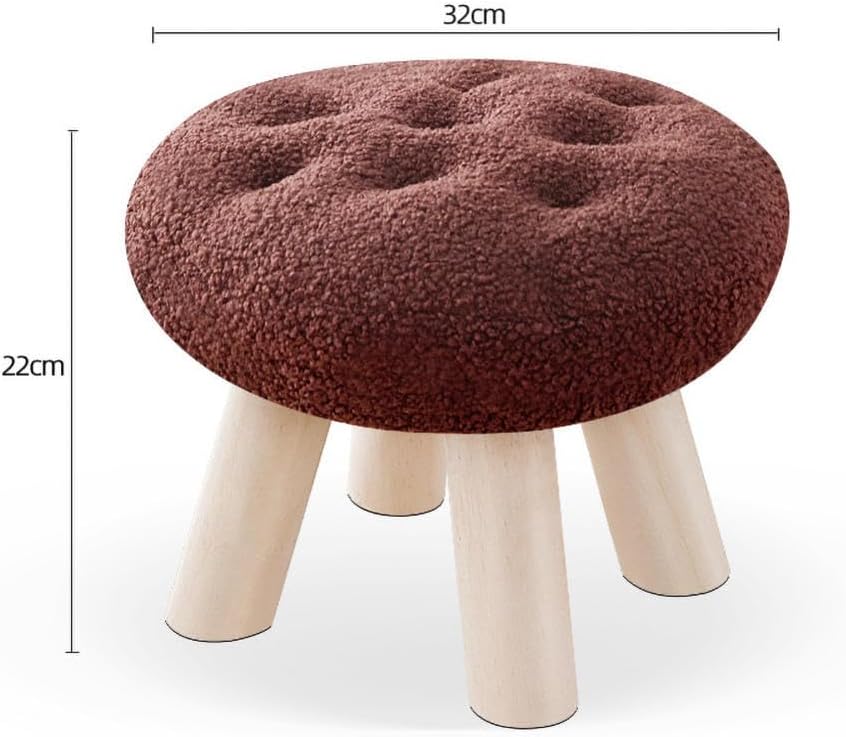 JCAKES Taburetes redondos de madera para sala de estar, reposapiés, taburetes otomanos, muebles de madera maciza, taburete pequeño, taburete de