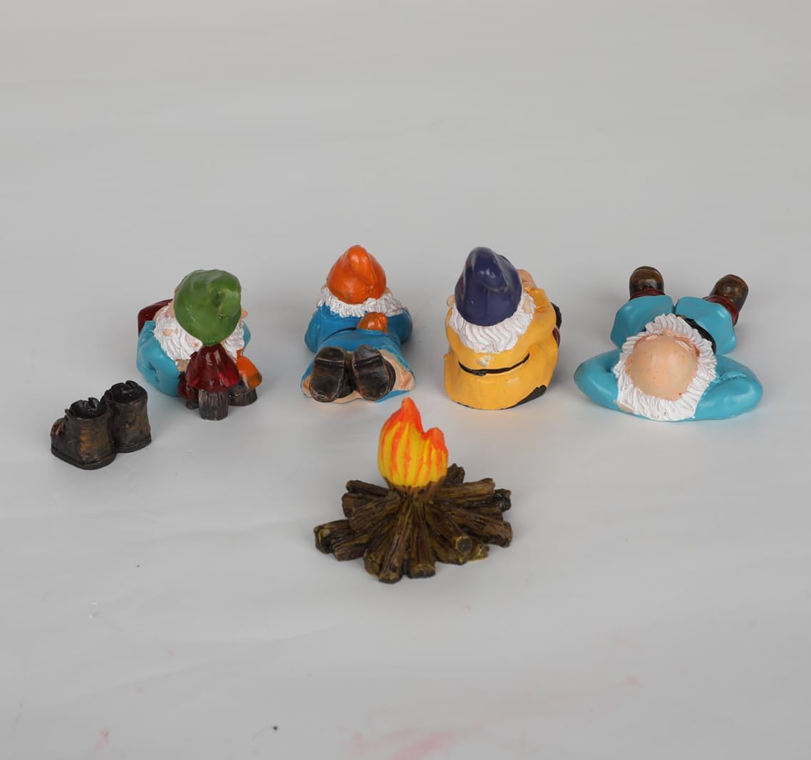 Mini gnomos de jardín, 6 piezas de gnomos de campamento para exteriores, esculturas y estatuas de jardín enano para interiores y exteriores, patio,