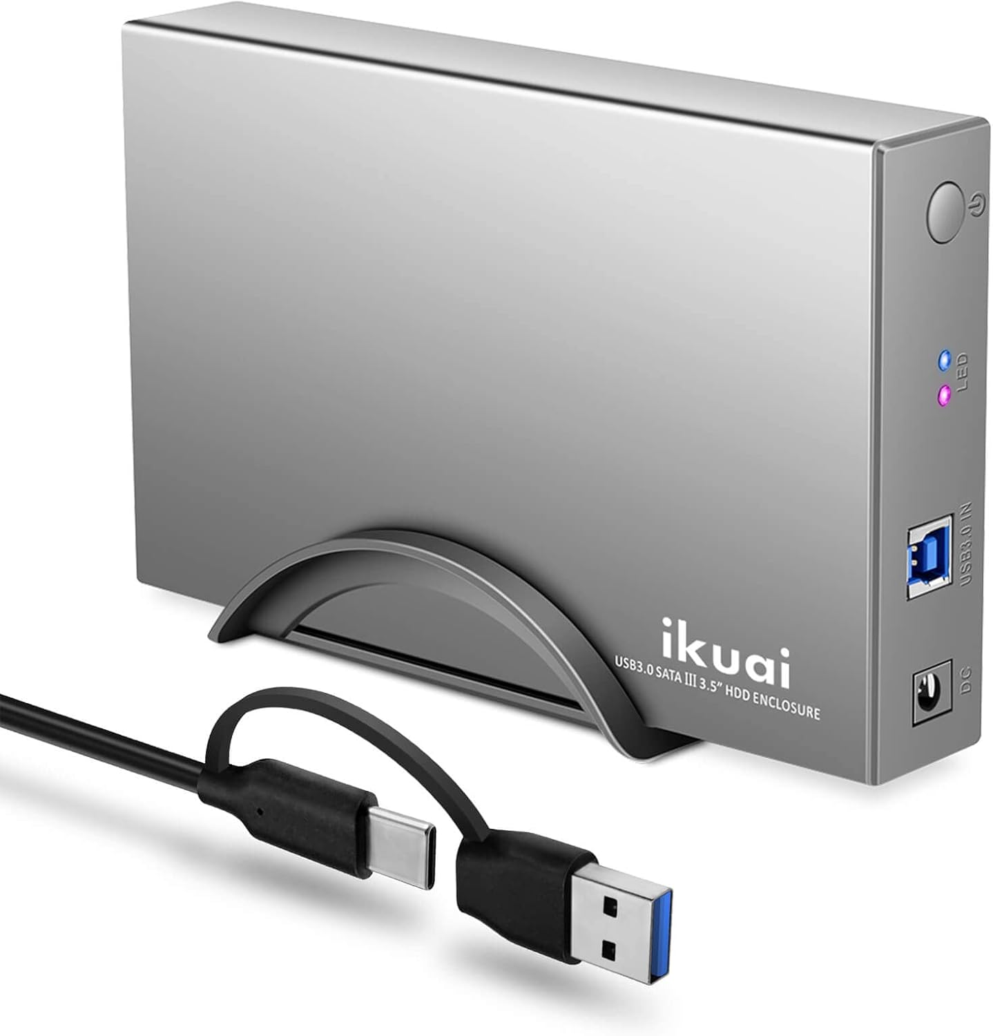 Caja de disco duro de aluminio de 3.5 pulgadas USB 3.0USB C a SATA para disco duro interno de 3.5 pulgadas y SSD de hasta 20 TB