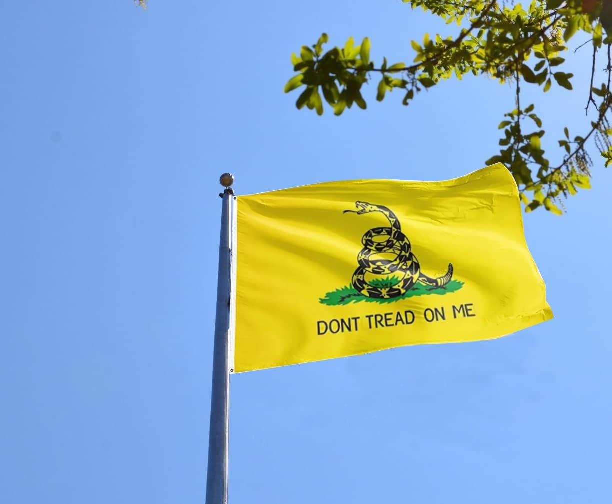 Bandera Dont Tread on Me de 3 x 5 pies, bandera Gadsden para interiores y exteriores, poliéster de calidad con bordes de doble costura de colores