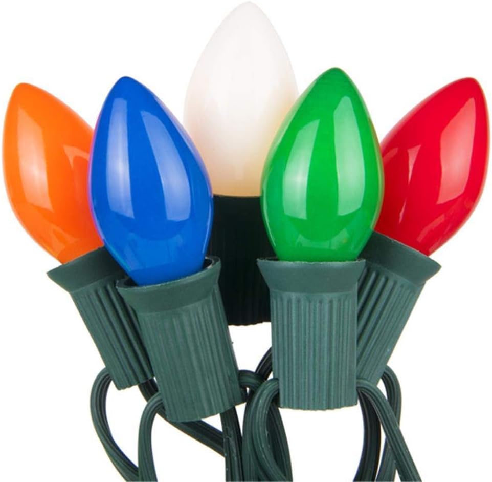 Goothy Paquete de 25 bombillas de repuesto C7 multicolor de Navidad, bombillas de cerámica multicolor para Navidad, exteriores, patio, interior,