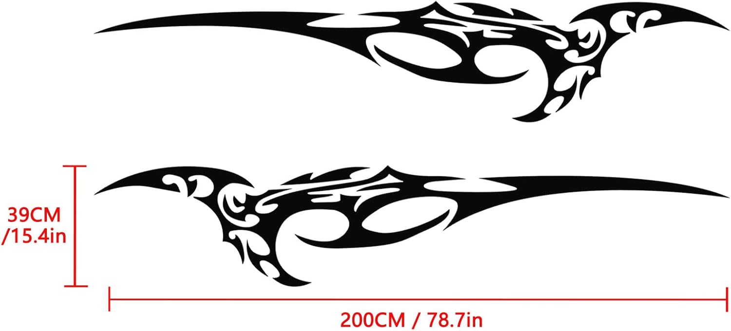 YAMUDA Universal Racing Car Body Side Falda Pegatinas Coche Pegatinas Vinilo Negro YA34 (2PCS)