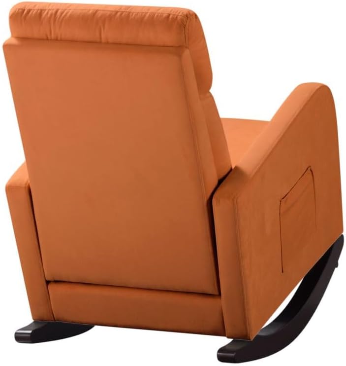 Moderno, patas de madera maciza de 26 pulgadas, bolsillo lateral, con brazos cuadrados, respaldo alto de terciopelo para interiores y exteriores,