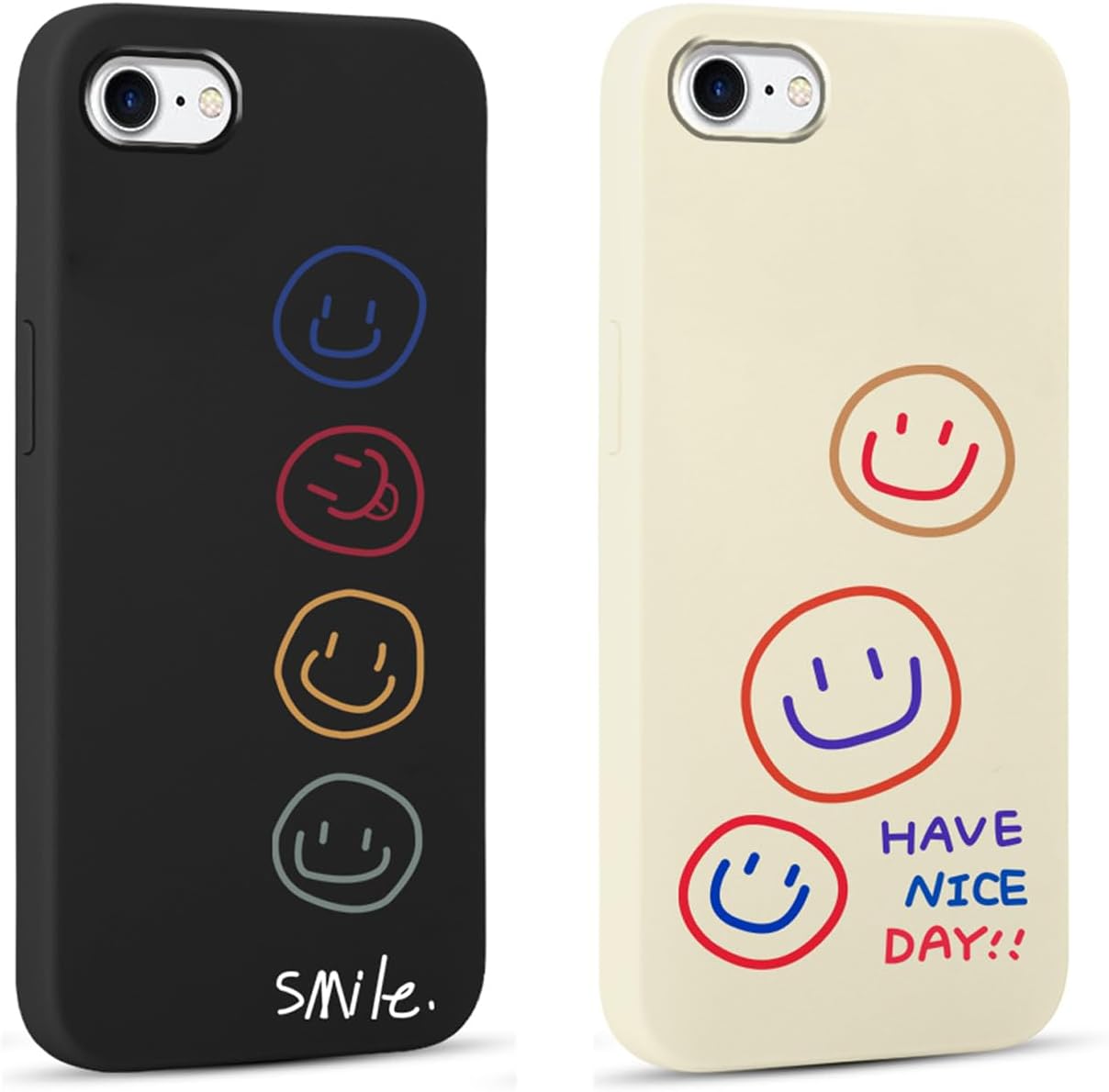 RUMDEY Paquete de 2 fundas de teléfono para Apple iPhone 78SE 2020  SE 2022 de 4.7 pulgadas, silicona suave y delgada a prueba de golpes TPU con