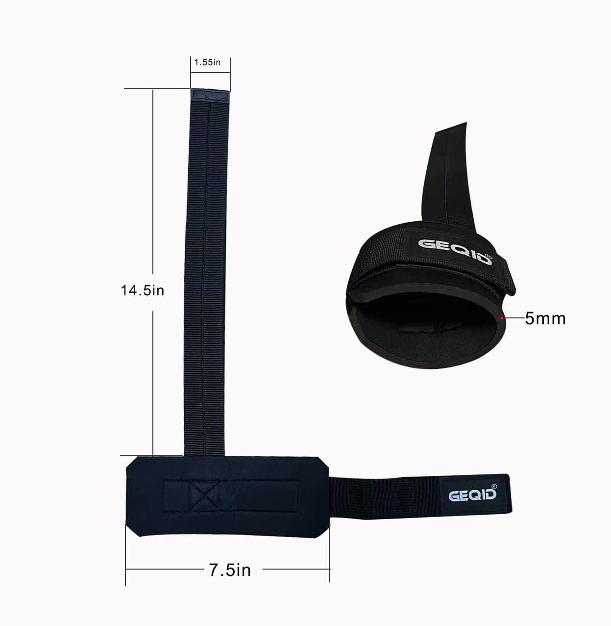GEQID – Correas de levantamiento para levantamiento de pesas, muñequera y correas de agarre 2 en 1, correas de muñeca para barra de entrenamiento de