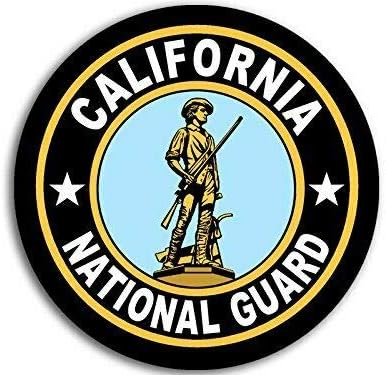 Adhesivo de vinilo redondo de 4 x 4 pulgadas para sello de la Guardia Nacional de California (Logo Insignia Army) adhesivo de vinilo impermeable