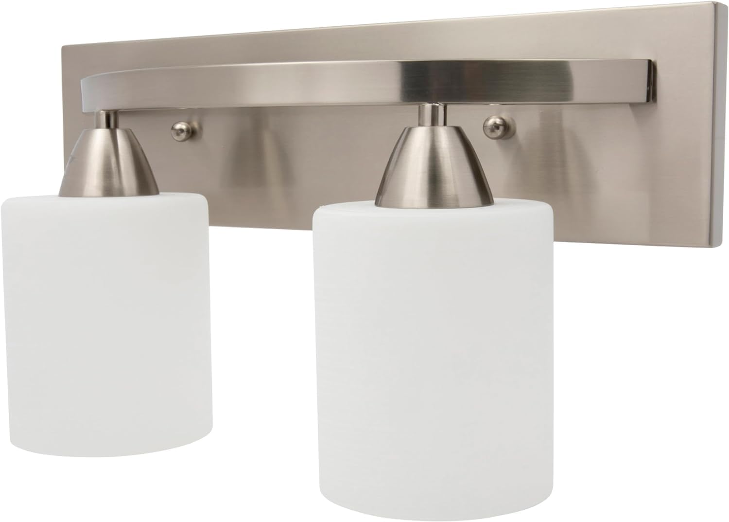 Dorence Lámpara de tocador de baño, lámparas de baño de níquel cepillado, diseño simple y moderno, 2 luces sobre el espejo, luces de montaje en