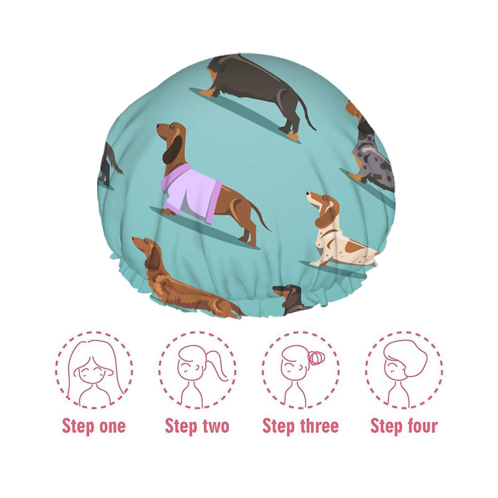 Swono Gorro de ducha para perro, bonito diseño de perro salchicha, impermeable, de doble capa, perfecto para todas las longitudes y grosores de