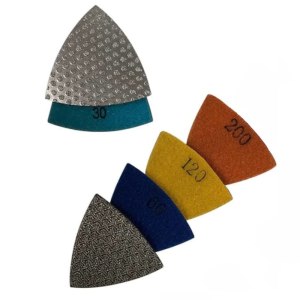 Almohadillas triangulares de pulido de diamante de 3 “para herramientas oscilantes, grano 30, 60, 120, 200 Almohadillas triangulares de pulido de diamante de 3 “para herramientas oscilantes, grano 30, 60, 120, 200