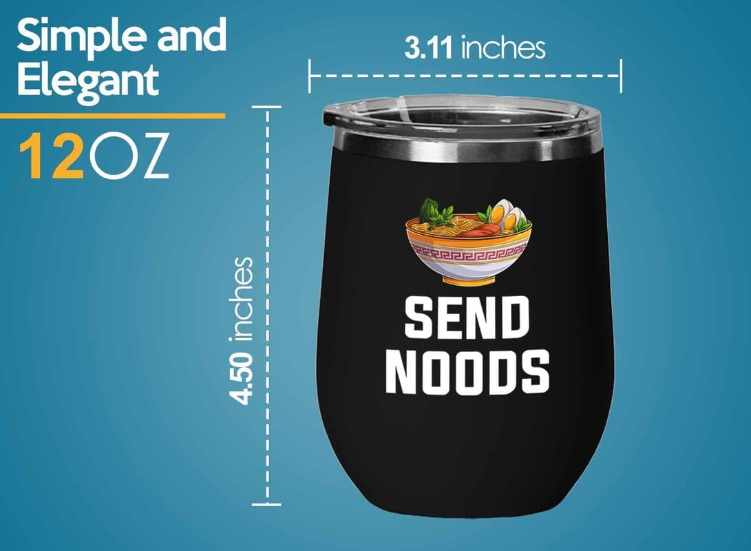 Ramen Lover Black Edition – Vaso de vino de 12 onzas – Enviar fideos – Food Lovers pollo, calabaza, despensa, fideos picantes veganos