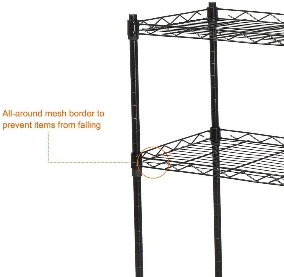 DUNBE Estante negro de 5 niveles de alambre ajustable estantería de metal estante garaje