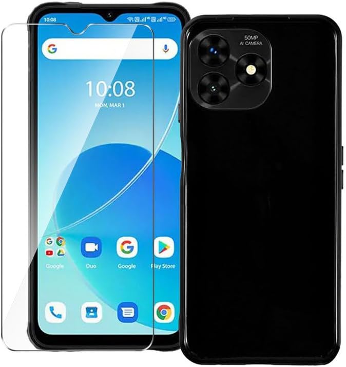 Funda para Umidigi G5 Mecha + protector de pantalla de vidrio templado – Silicona transparente suave flexible parachoques a prueba de golpes TPU
