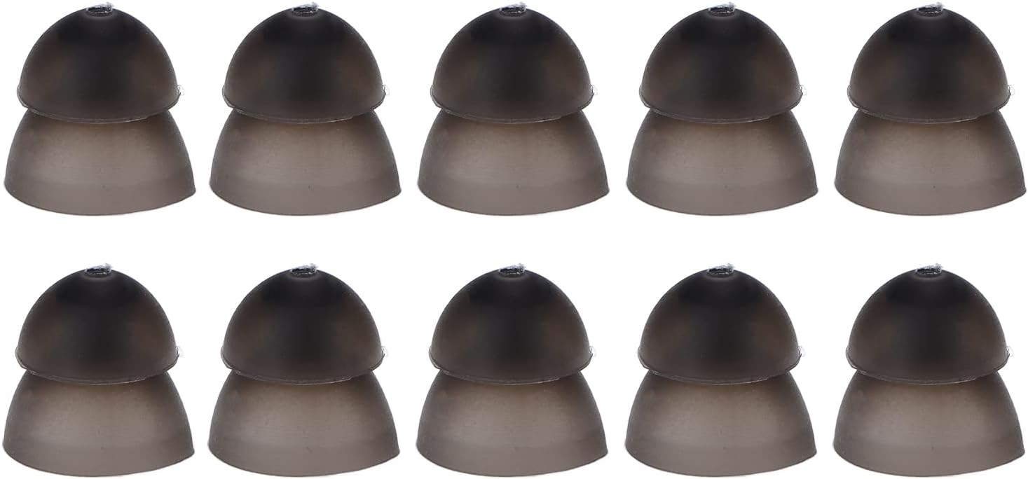 10 cúpulas, cúpulas de silicona suave, 0.315 pulgadas de doble capa tipo cerrado, lavables, antiestáticas, para accesorios de sonido auditivo (negro)