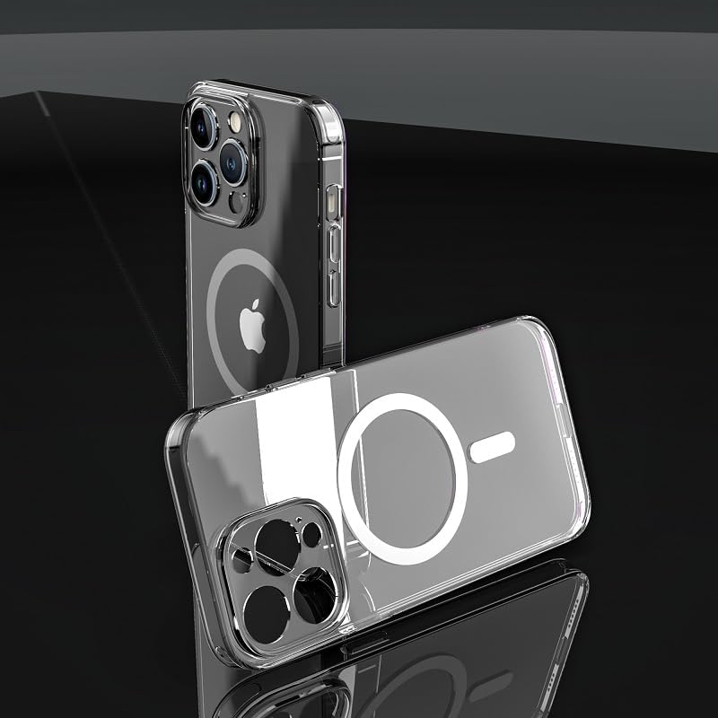 Finest – Funda para iPhone 14 Pro Max con imán fuerte, anti amarilleo, protección de grado militar, transparente, delgada, a prueba de golpes,
