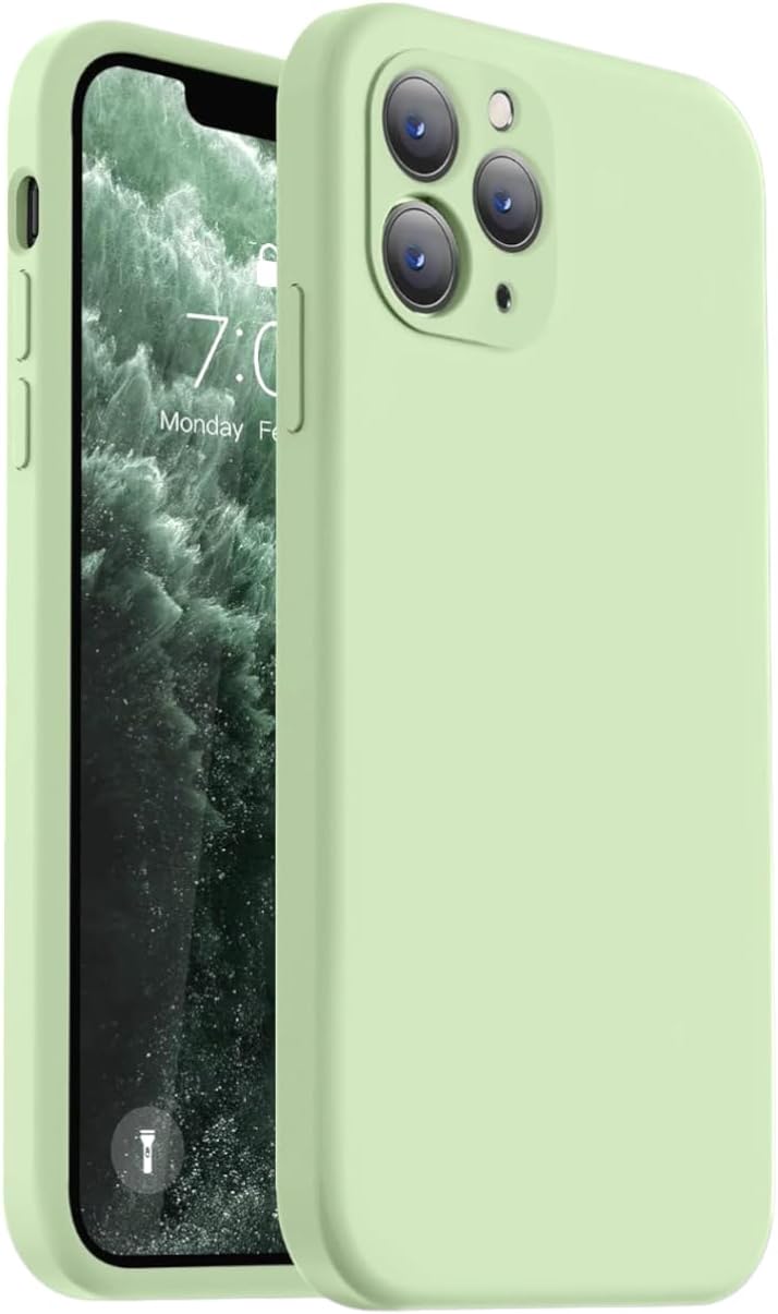 Funda de silicona líquida suave para teléfono, ajuste delgado, con borde elevado, protección de cámara compatible con iPhone 14 Pro, a prueba de