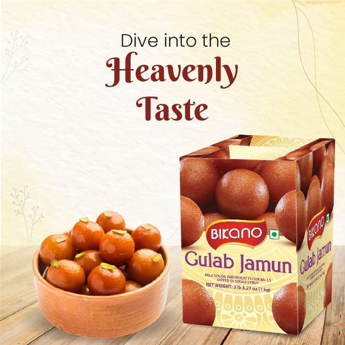 BIKano Gulab Jamun-2.2 lbs-Bikaneri Namkeen – Bocadillos tradicionales indios y dulces, sin conservantes, caja de regalo gourmet