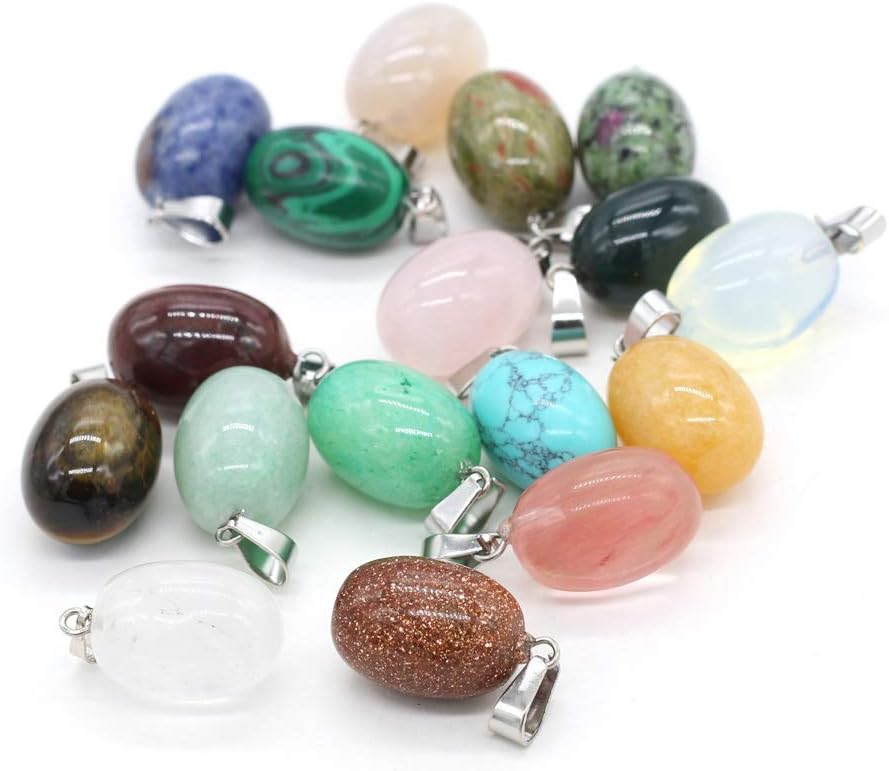 LE SKY 20 dijes de piedra natural con forma de huevo y ágata de cristal de chakras semipreciosos para hacer joyas