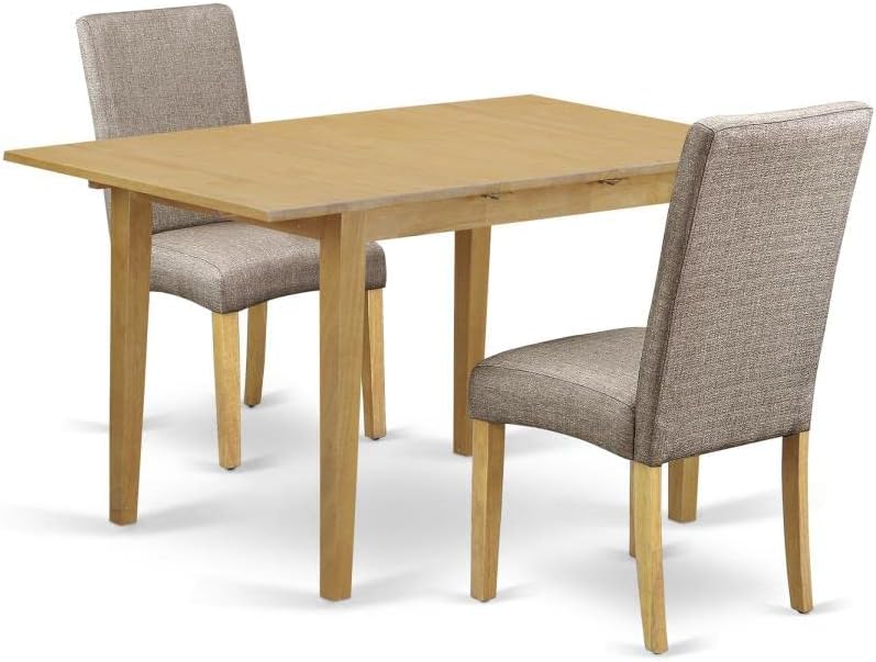 East West Furniture NODR3-OAK-16 Norfolk – Juego de cocina de 3 piezas contiene una mesa de comedor rectangular con hojas de mariposa y 2 sillas