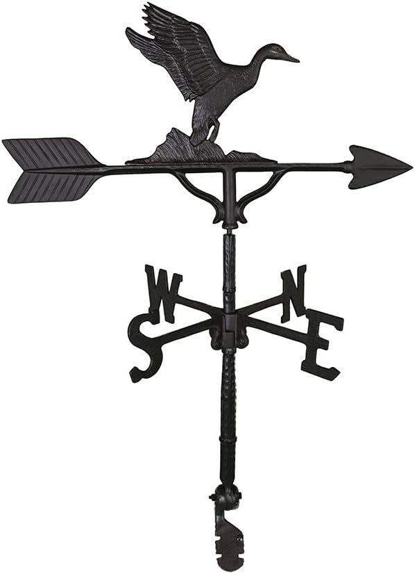 Adorno de pato negro satinado de veleta de 32 pulgadas