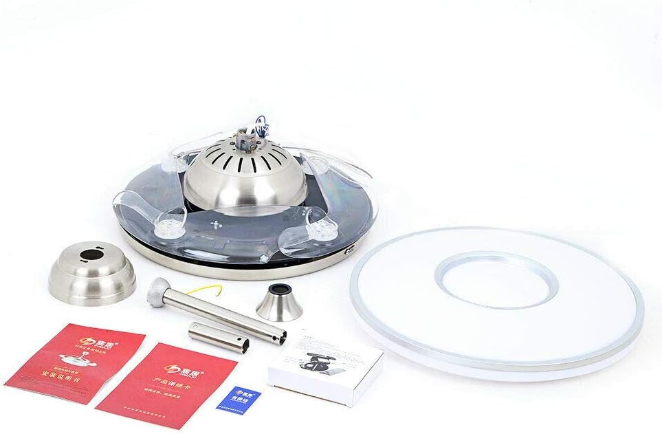 Ventilador de techo retráctil moderno plateado de 42 pulgadas con luz, luz LED retráctil de lujo de 36 W, ventilador de 3 colores y 3 velocidades