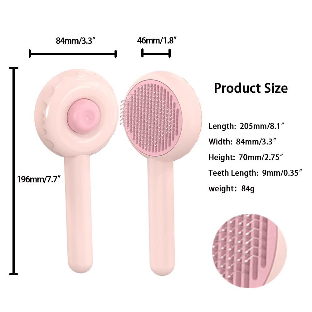 Cepillo para perros y gatos, cepillo autolimpiante para perros y gatos, cepillo de pelo de dona para mascotas para perros y gatos de pelo corto y