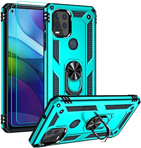 Androgate Funda compatible con Moto G Stylus 5G con protector de pantalla HD, soporte de anillo de grado militar, soporte para automóvil, prueba de
