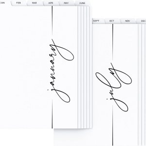 Divisores de índice de carpeta mensual A5 con pestaña de índice mensual, tarjetas de papel de 6 agujeros para carpetas A5 de 6 anillos (6 agujeros, Divisores de índice de carpeta mensual A5 con pestaña de índice mensual, tarjetas de papel de 6 agujeros para carpetas A5 de 6 anillos (6 agujeros,