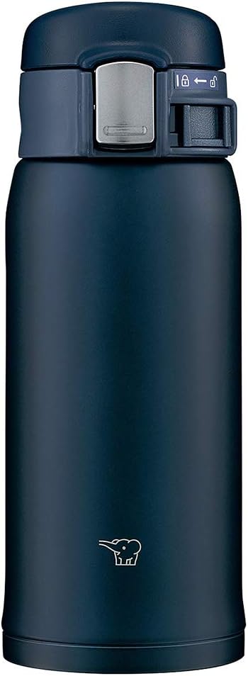 Zojirushi SM-SF36-AD – Botella de agua, bebida directa, apertura con un solo toque, taza de acero inoxidable, 12.2 onzas líquidas (12.2fl oz), azul