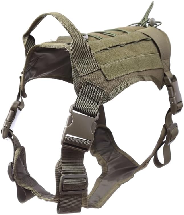 Arnés táctico para perro, arnés para perros medianos sin tirones, con paneles Molle y bucle, chaleco militar con asa resistente para entrenamiento