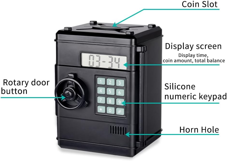 Alcancía electrónica segura para niños, moneda en efectivo, mini alcancía de cajero automático, con contraseña y cajero automático LCD para niños y