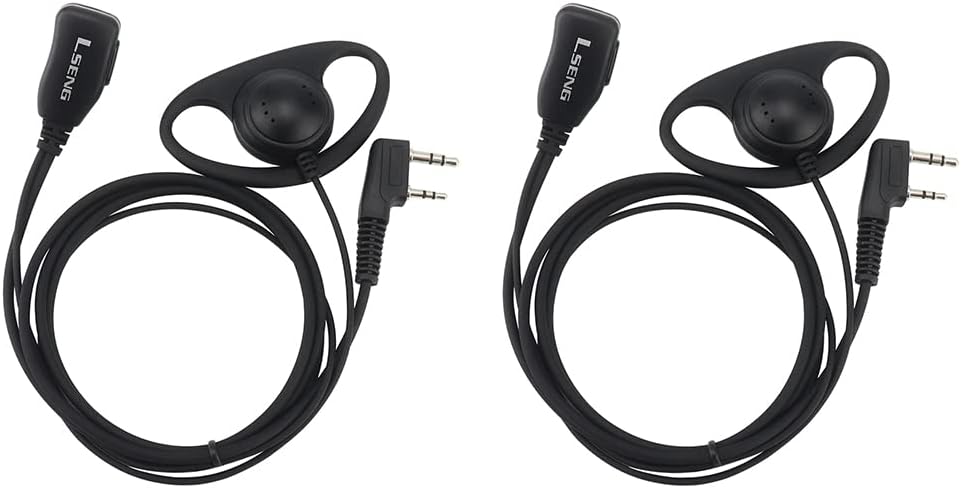 Walkie Talkies auricular con micrófono 2 pines tipo D auriculares para Baofeng uv5r bf 888s uv 82 bf f8hp Kenwood radios de 2 vías (paquete de 2)