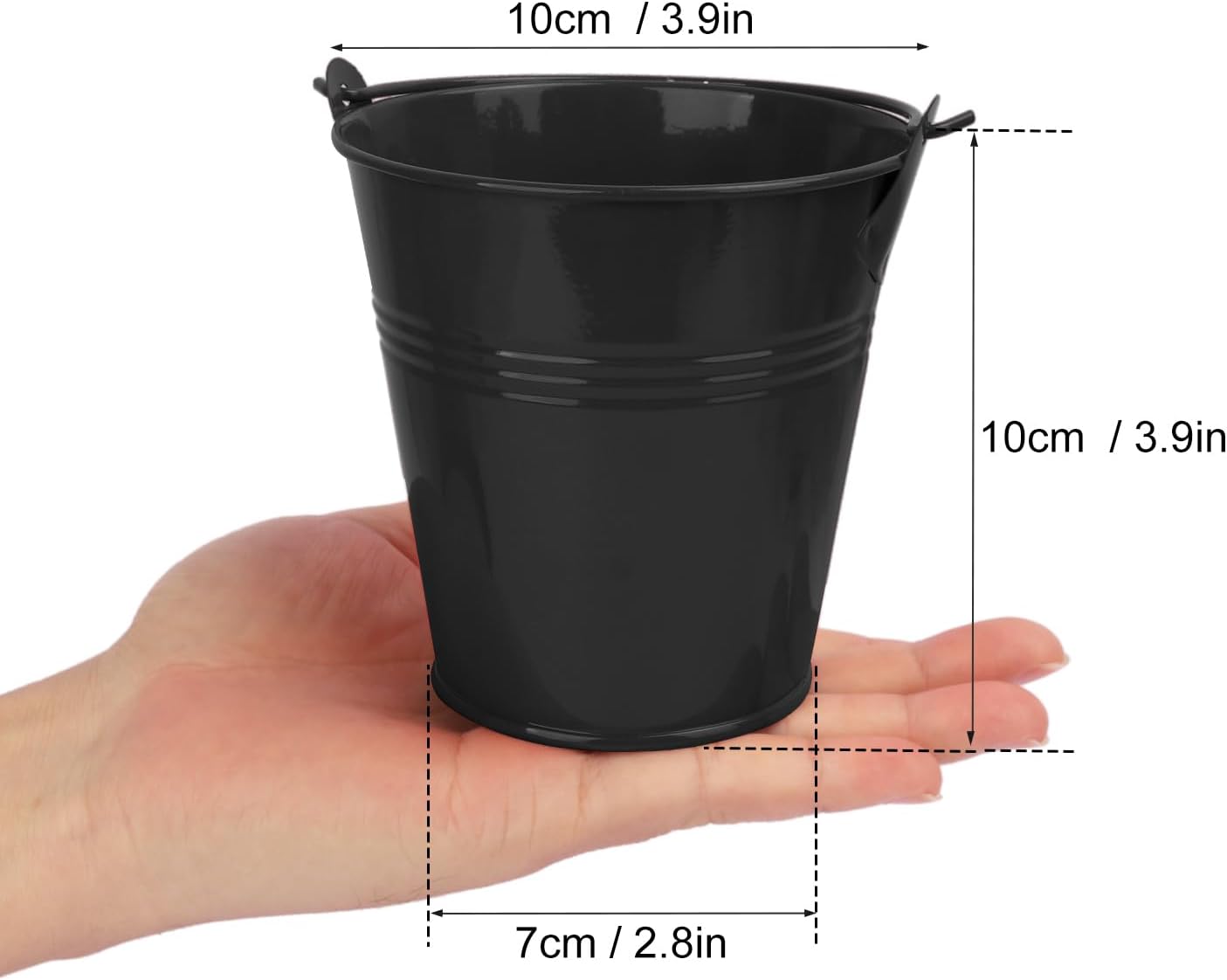 Paquete de 15 cubos de hierro negro de 4 pulgadas, cubos de metal con asa, cubo de Pascua, soporte para lápices y macetas, utilizados para
