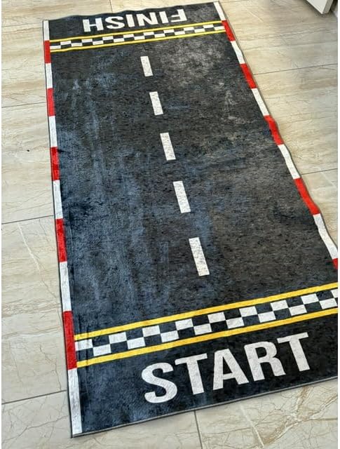 Alfombra de pista de carreras, alfombra para habitación infantil RugRoB1318.0 1.3 x 3 pies Mat15.7×37.4 in