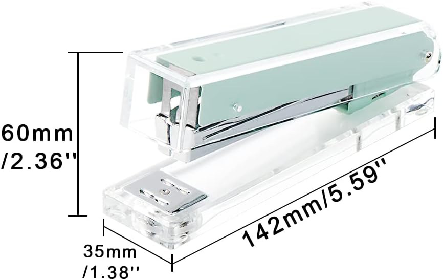 Grapadora de acrílico transparente verde para escritorio de oficina, grapadoras manuales, grapadora resistente, accesorios de escritorio acrílicos