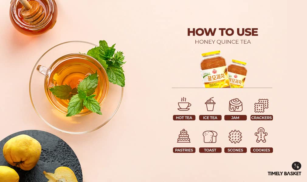Té de membrillo de miel refrescante con delicia de té de fruta de membrillo coreano – Producto de Corea 1 tarro de vidrio de 35.3 onzas (2.2 lbs)