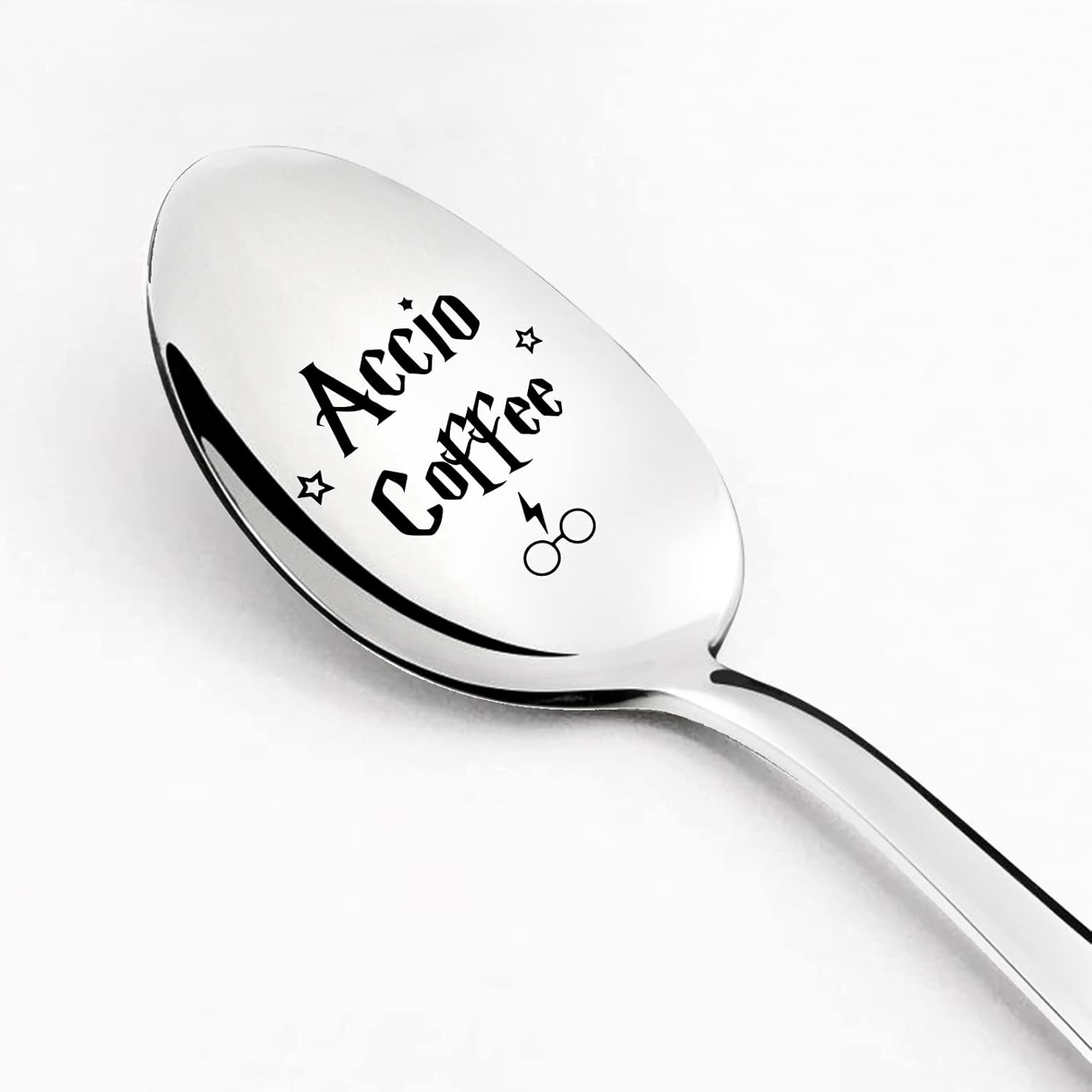 Ptzizi Funny Accio Coffee – Cuchara de café de acero inoxidable grabada para los amantes del café y el té, amantes de los libros, amigos fanáticos