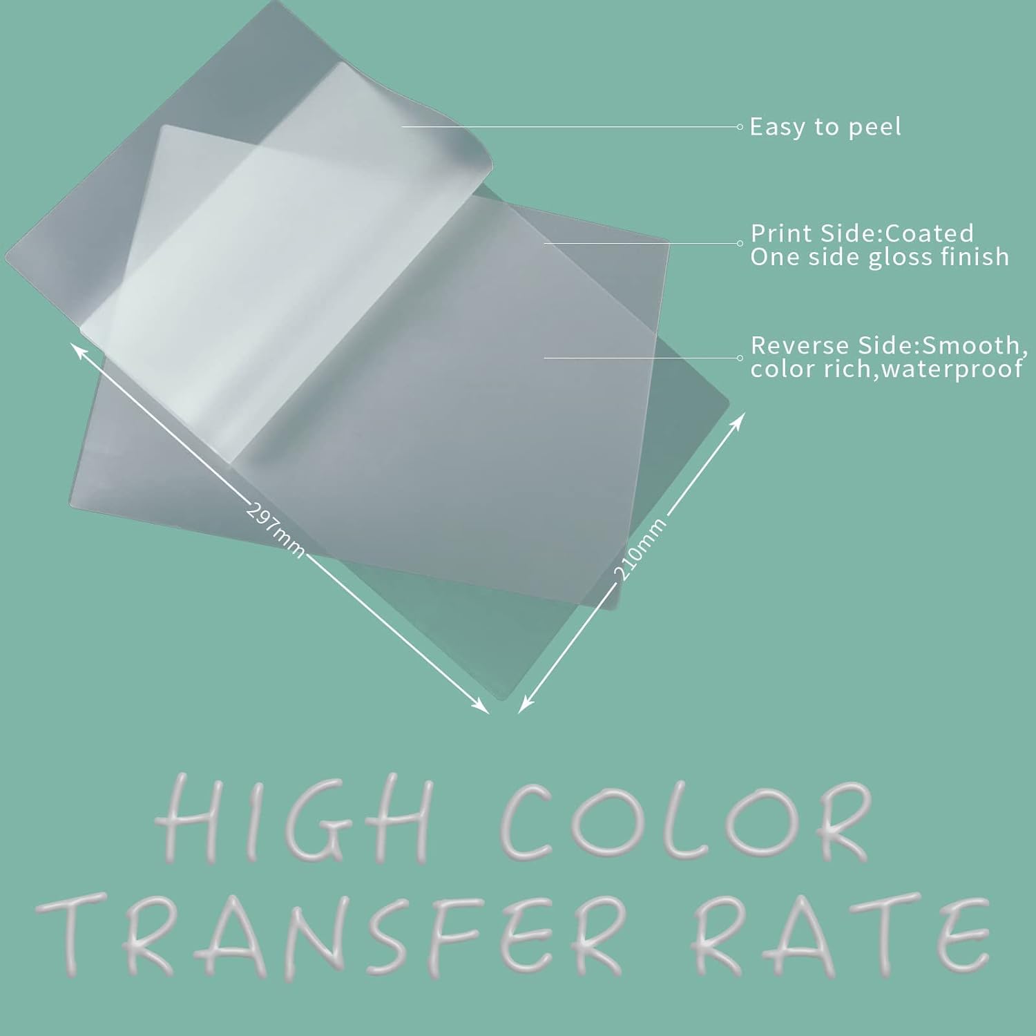 100 hojas de papel de película de transferencia DTF de 8.5 x 11 pulgadas, hojas de pretratamiento transparentes gruesas de doble cara, papel de