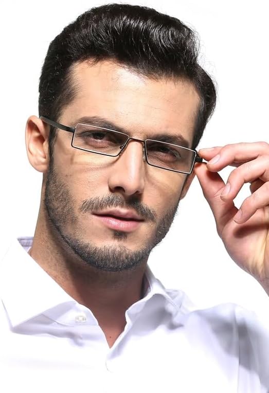 Paquete de 2 lentes de lectura de medio marco para hombres y mujeres, ligeros para lectores de computadora con estuche portátil 2.50