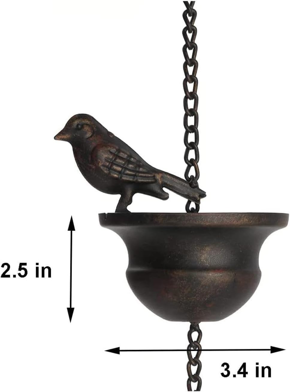 KLKCMS Cadenas de lluvia de pájaros para canaletas de repuesto, copas de vertido, copas decorativas para colector de lluvia, cadena de lluvia de