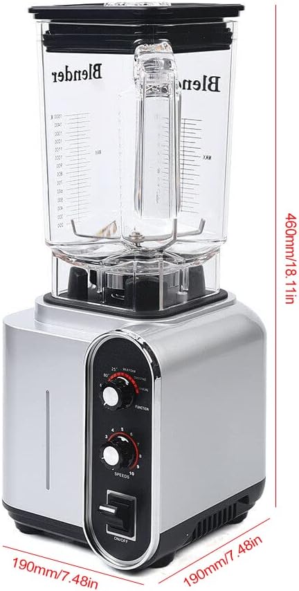 Licuadora insonorizada, 110 V, 2200 W, 1.5 L, licuadora comercial de jugo de frutas con carcasa de sonido silencioso para puré, trituración de