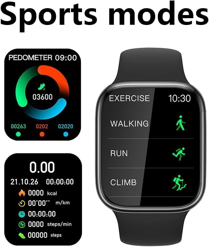 Reloj inteligente Smartwatch con pantalla grande de 1.85 pulgadas, pantalla de bloqueo de contraseña de música y llamada de fitness, impermeable,