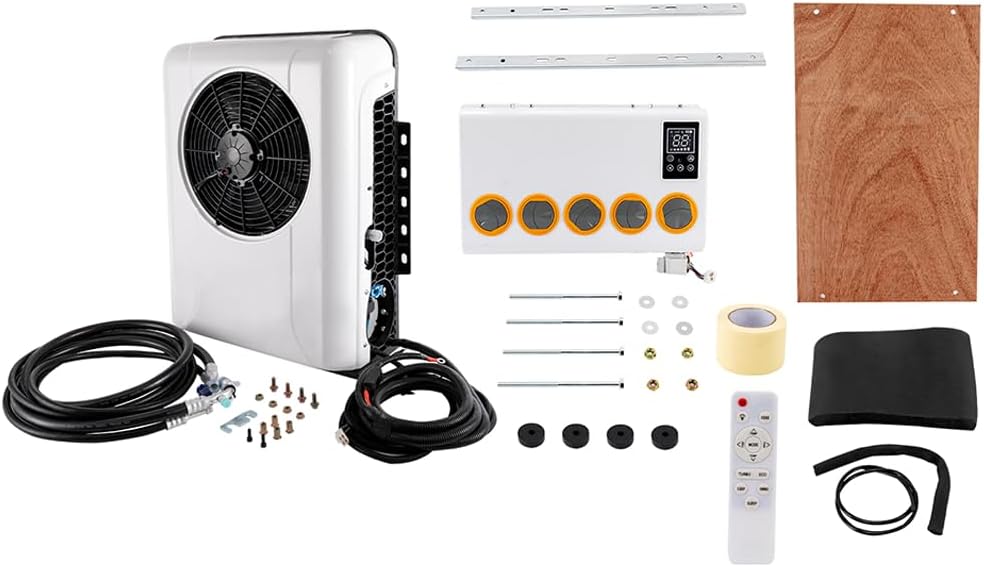 Kit de aire acondicionado de 12 V para camión, autobús, RV, 2000 W6800 BTU, kit de aire acondicionado dividido portátil para colgar, kit de aire