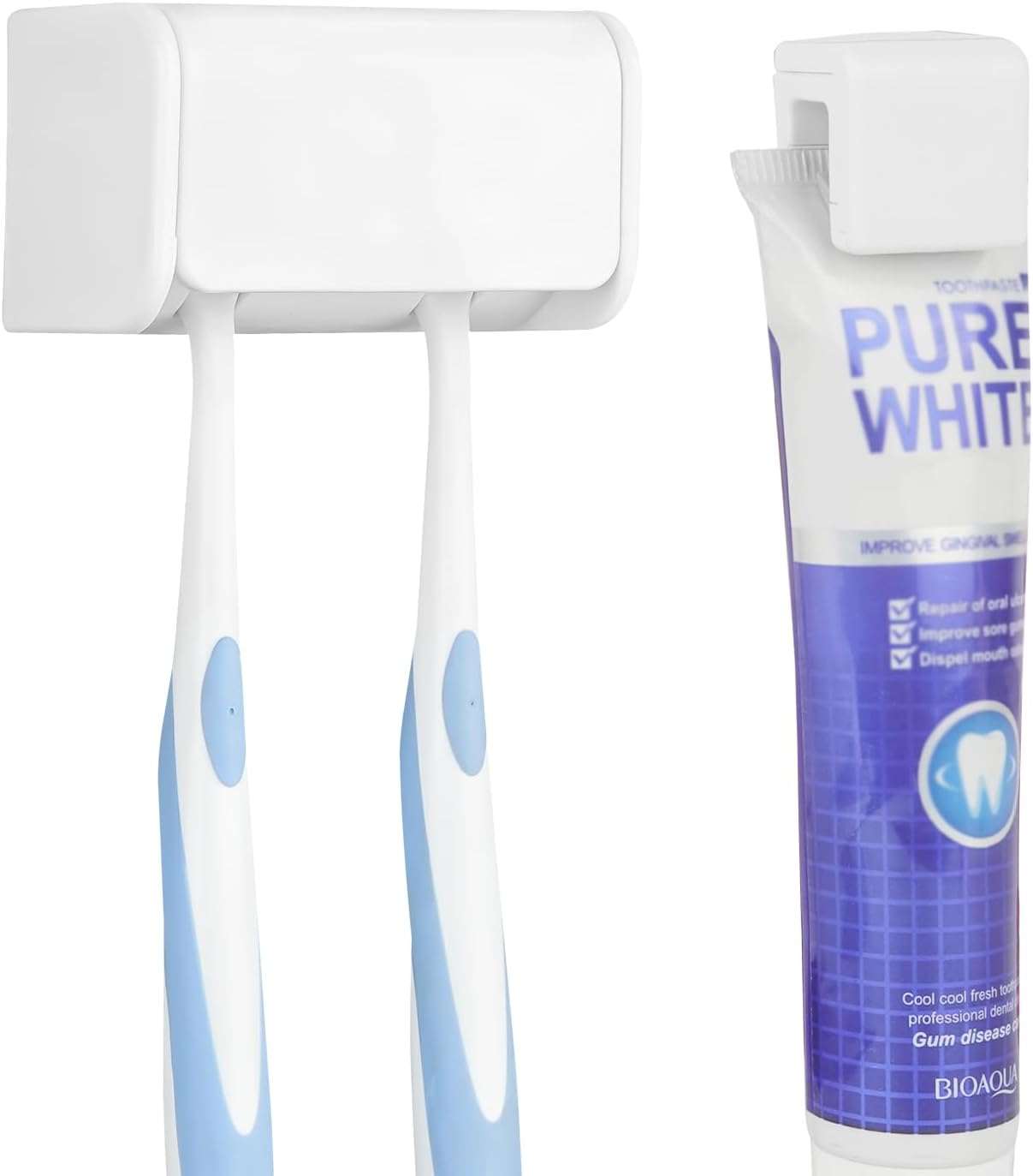 Soporte para cepillos de dientes montado en la pared con cubierta para baño, 2 ranuras organizador de almacenamiento de cepillos de dientes para