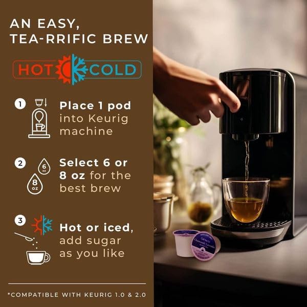 Gya Tea Co Tazas K de té de hierbas de manzanilla y lavanda para Keurig, té sin cafeína, tazas K para Keurig, comienza el día con cápsulas de té