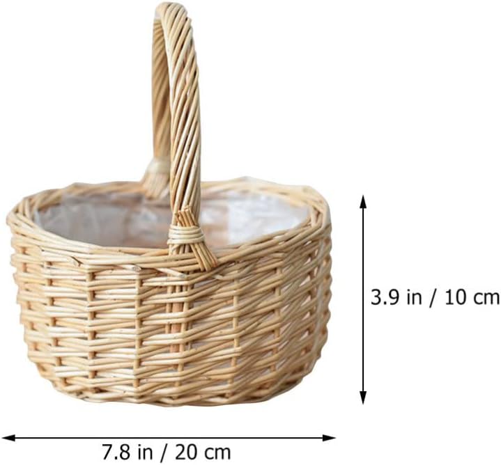 Cesta de huevos tejida de Pascua con asas, cestas redondas para servir para boda, para niña, cesta de mimbre, para fiestas, regalos de fiesta, cesta